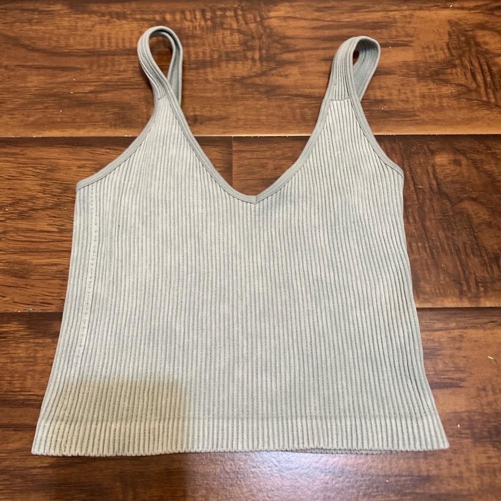 Y2K green ribbed camisole tank top